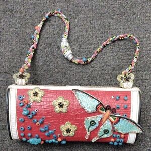 Mary Frances Red and Blue Embellished Clutch